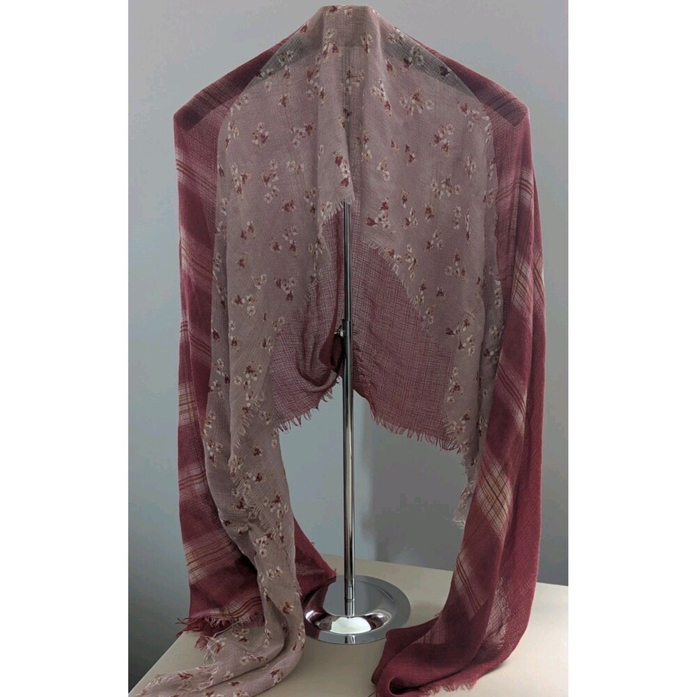 Plaid And Floral Scarf Long Colorful Sheer Scarf Cottagecore Prairie Homestead